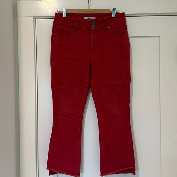CAbi Cherry Red High-Waisted Jeans - Picture 1 of 4